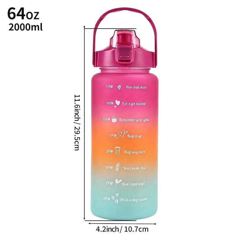 Gradient Water Bottle with Straw for Hydration