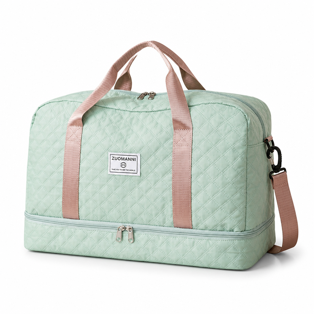 Water-Repellent Nylon Weekender Bag (Shoe & Wet Compartments)