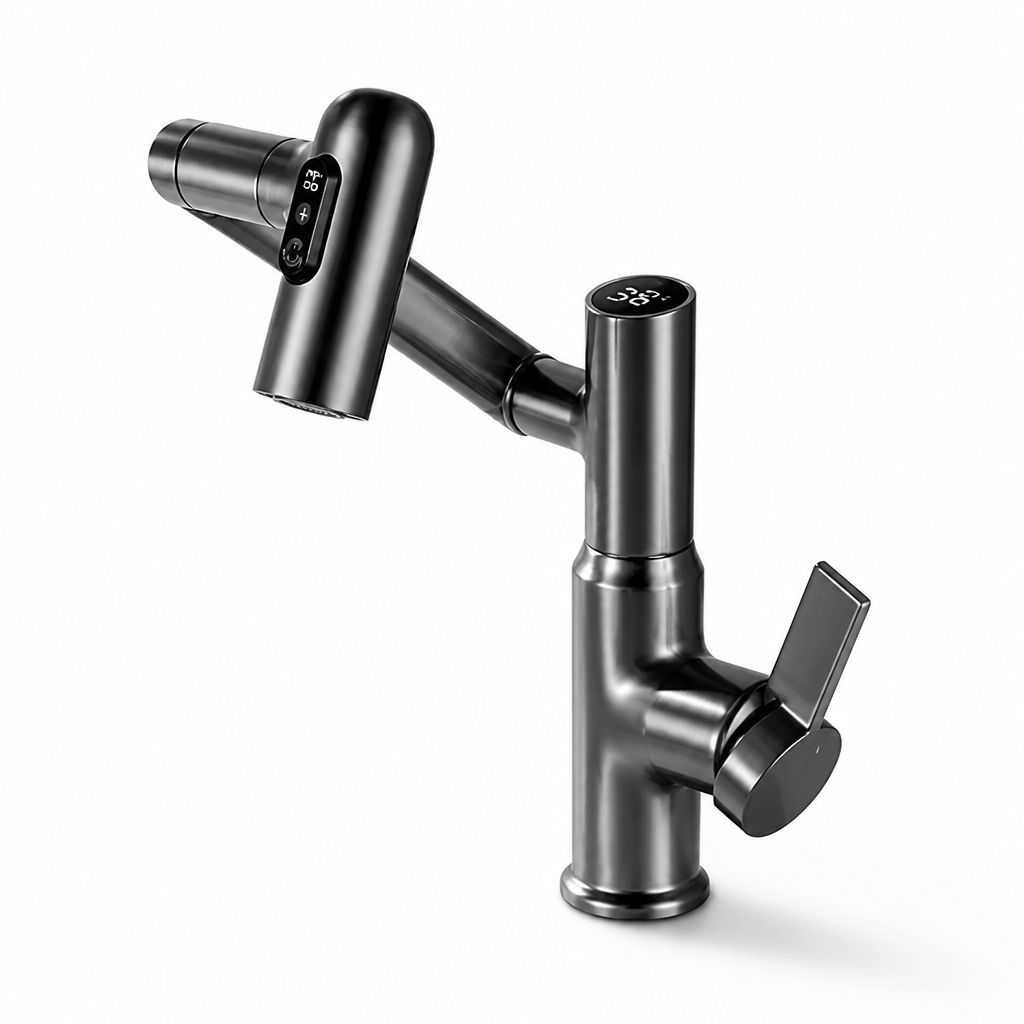 Stainless Steel 360° Swivel Temperature Display Kitchen Faucet