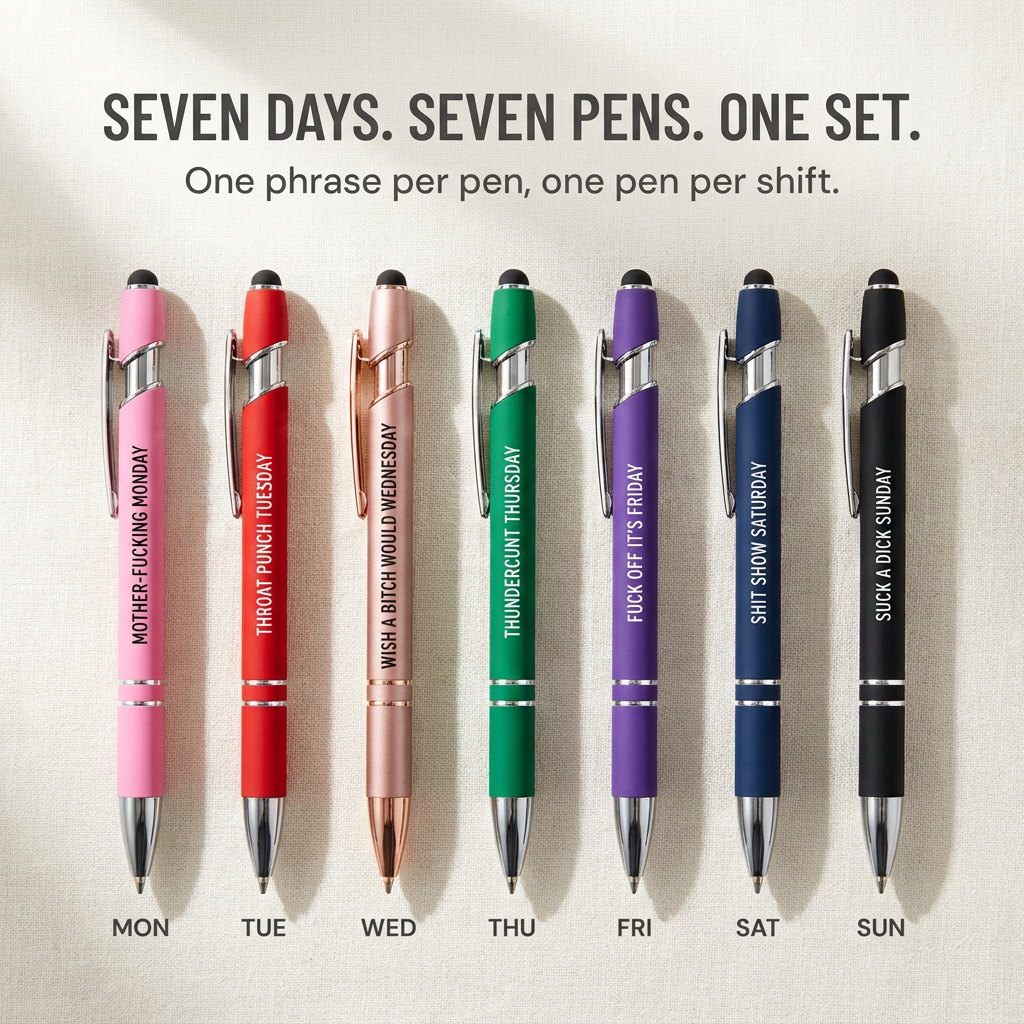 QuipQuirk™ — Express Yourself All Week with 7 Pens That Speak Your Mind