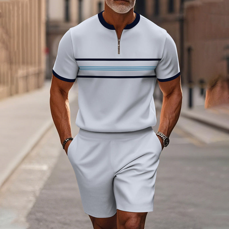 Marsten™ – Custom Zip-Collar Shirt with Matching Shorts Set for Men