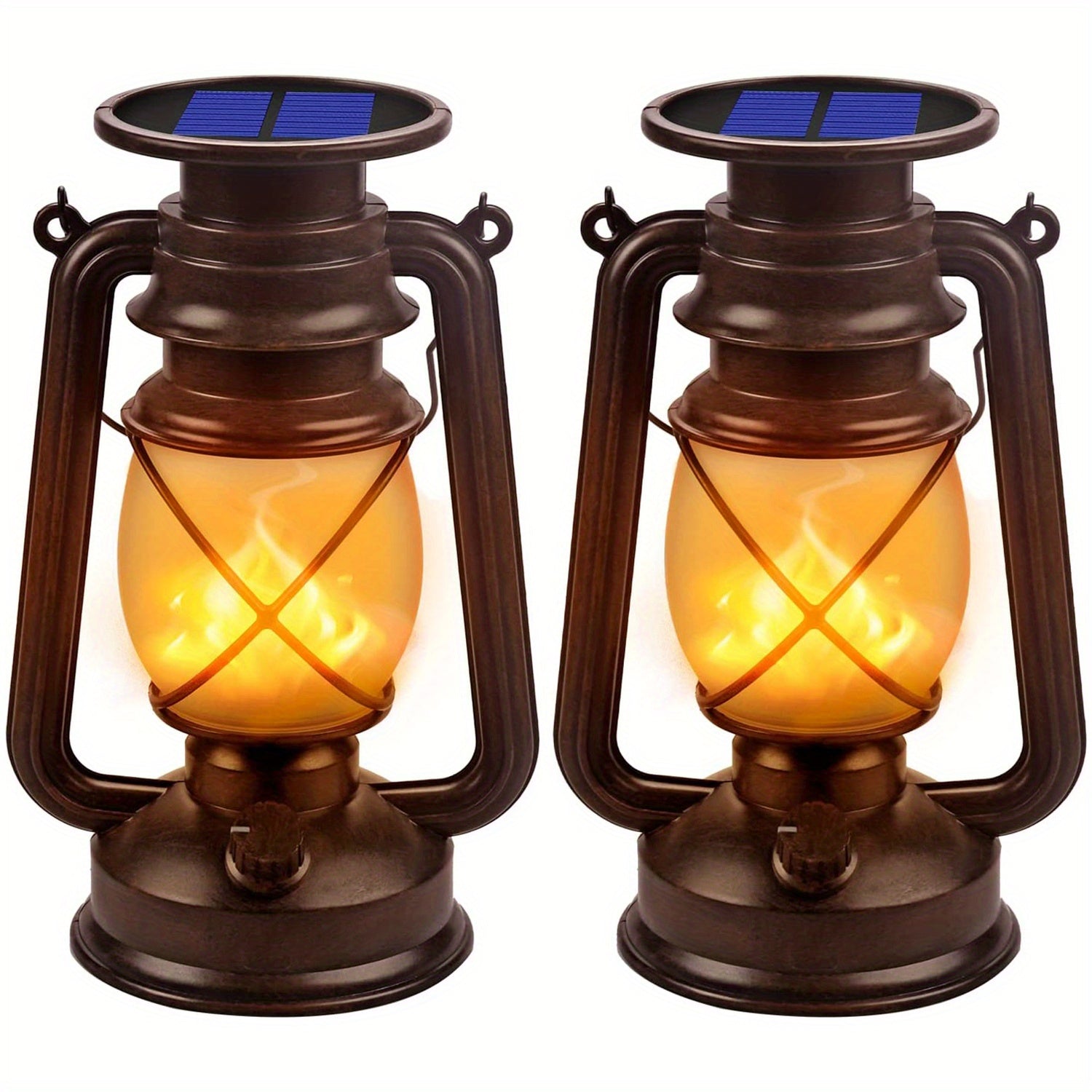Vintage Solar Lanterns Featuring Flickering LED Illumination