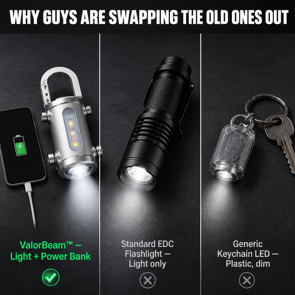 ValorBeam™ — Keep a 1200-Lumen Flashlight and Phone Charger with You on Your Keys
