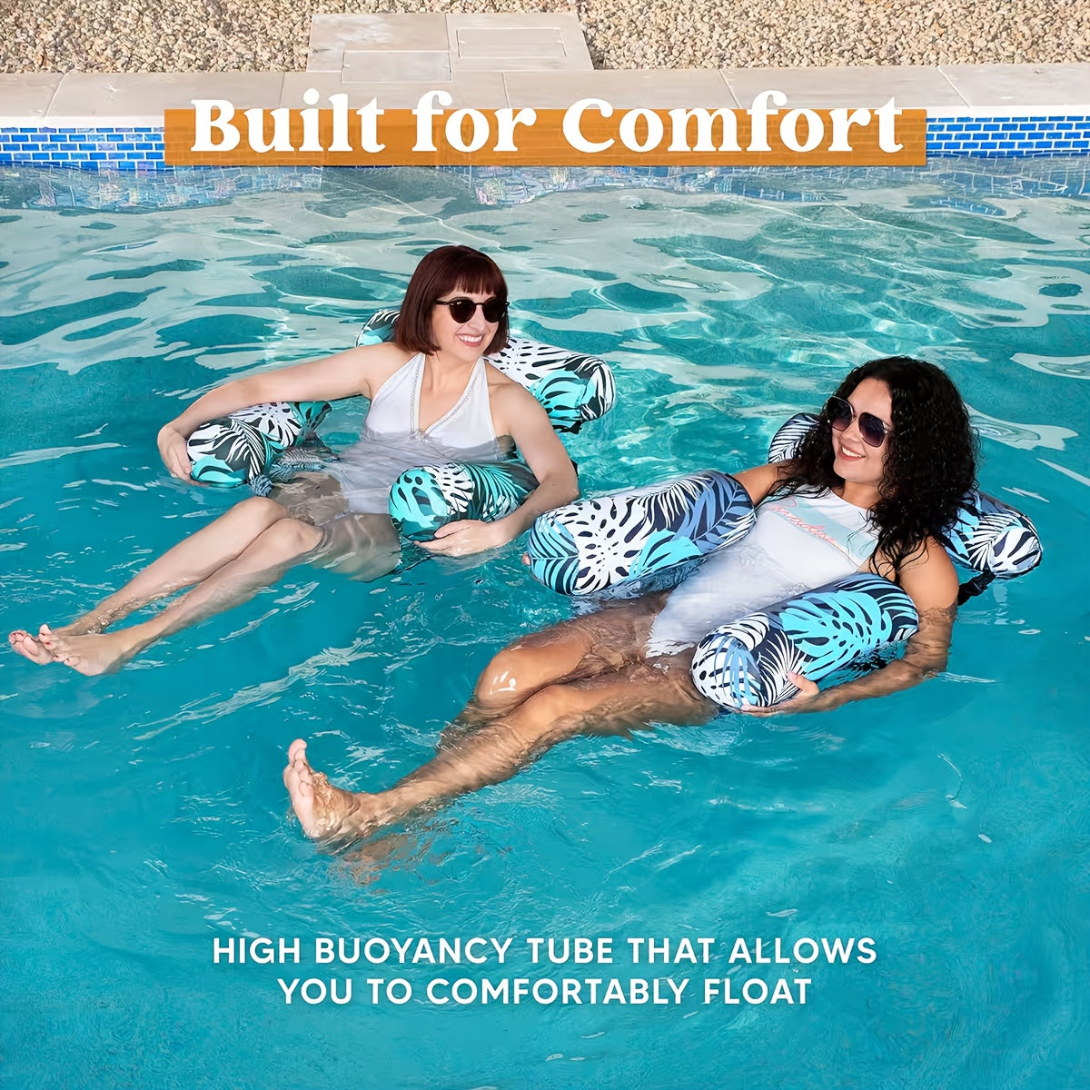 Tropical Leaf Pattern Inflatable Water Hammock