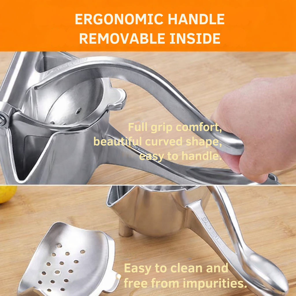 Manual Fruit Juicer | Citrus Press in Stainless Steel | Lever Grip with Non-Slip Design | PureSqueeze