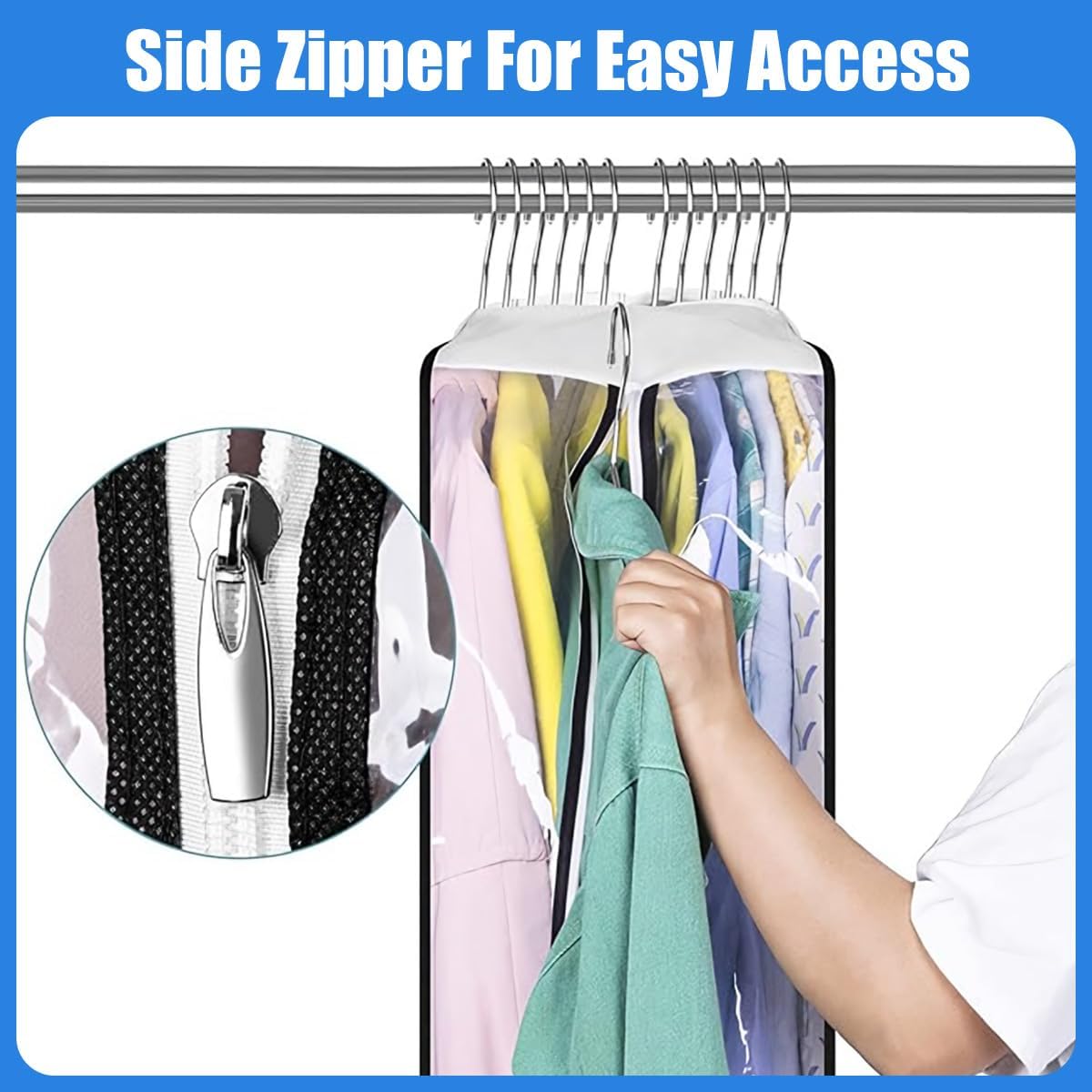 Gusseted Clear Garment Storage Bags – Zippered Covers for Suits, Coats & Dresses
