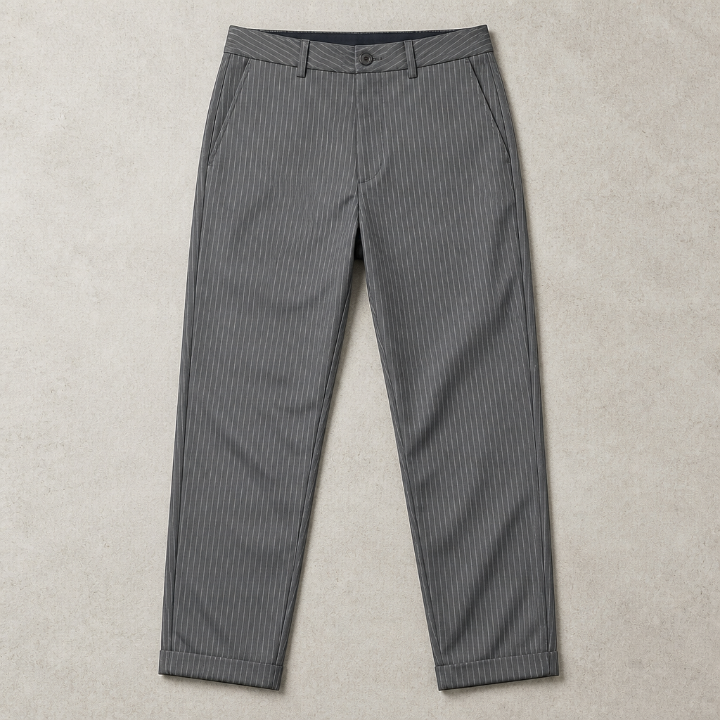 Virelia™ – Custom Pinstripe High-Rise Straight-Leg Trousers