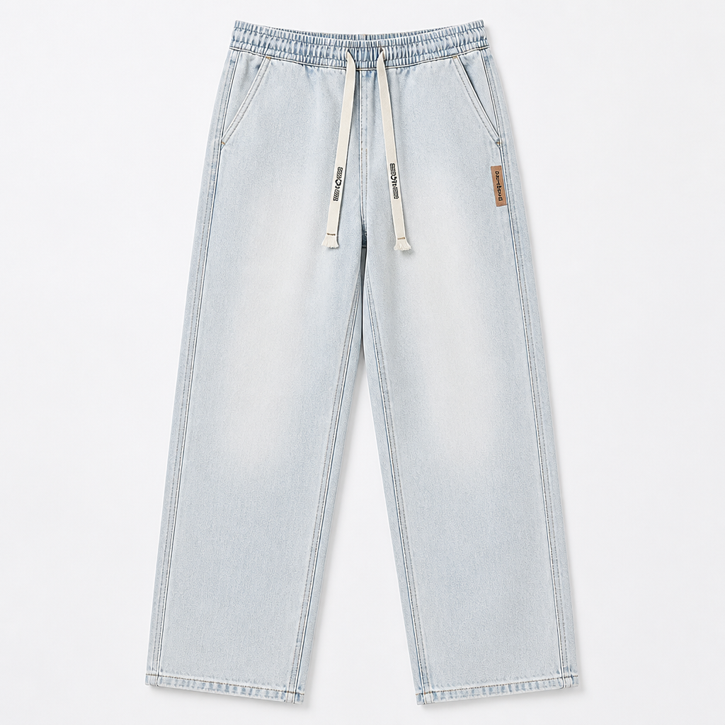 BrezeLane™ – Airy Drawstring Relaxed Straight Summer Jeans