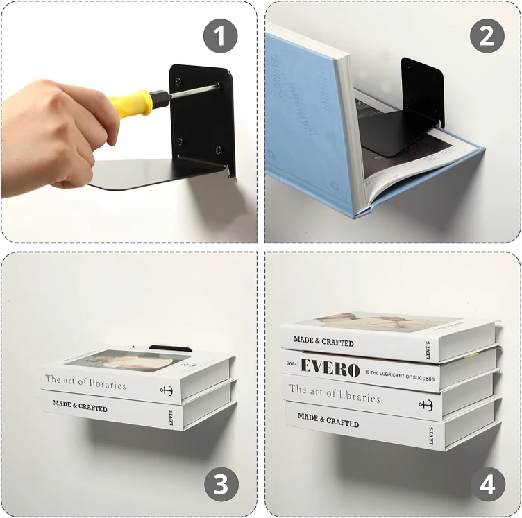 Floating Bookshelf – Wall-Mounted Design for Invisible Storage