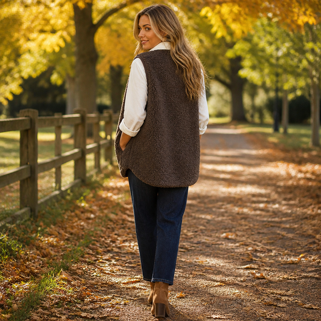 CloudWarm™ – Cozy Sherpa Button-Front Sleeveless Vest