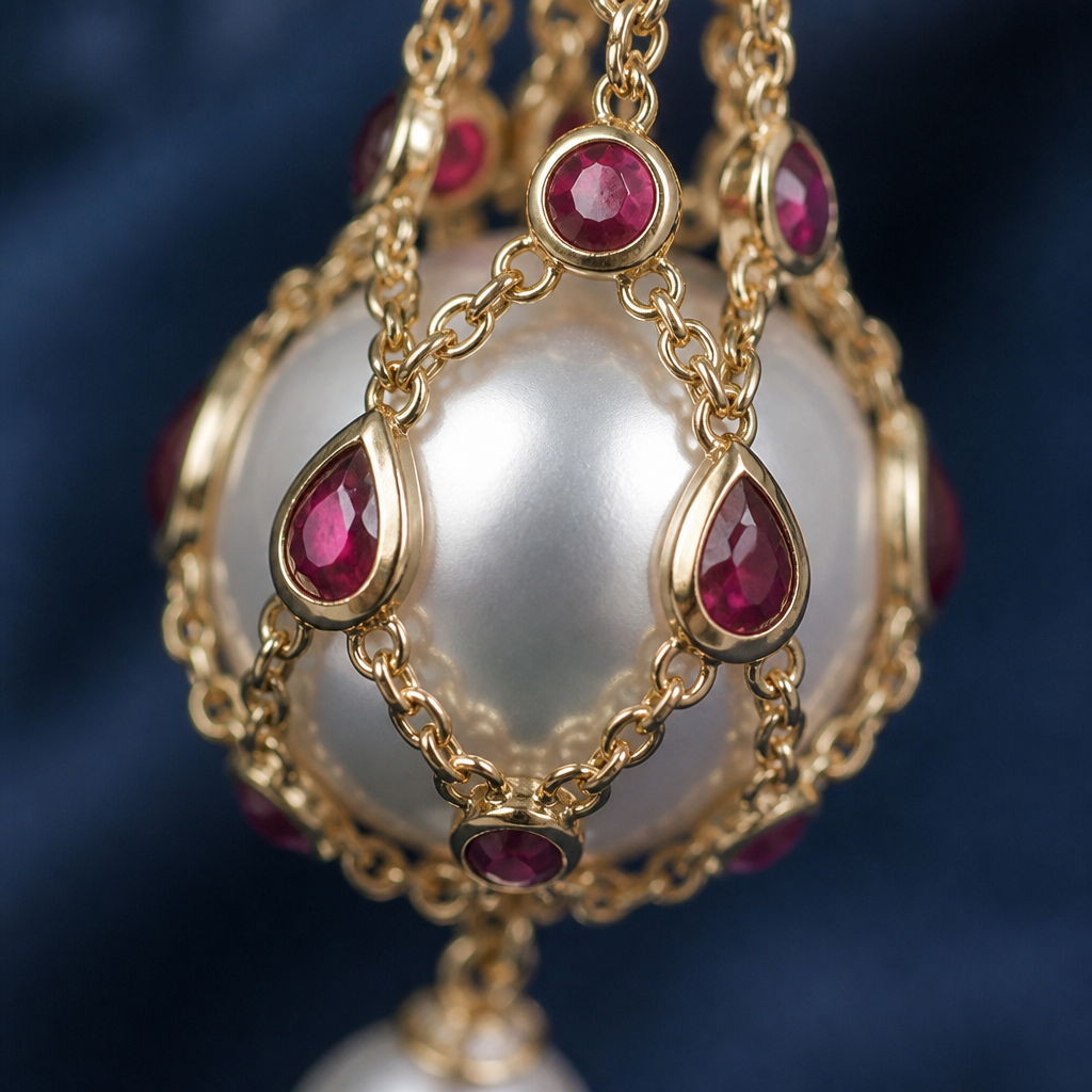 NovaLustre™ – Vintage-Inspired Caged Freshwater Pearl Lavalier Pendant Necklace