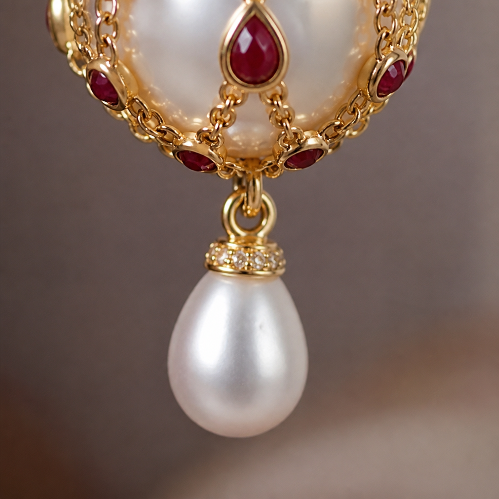 NovaLustre™ – Vintage-Inspired Caged Freshwater Pearl Lavalier Pendant Necklace