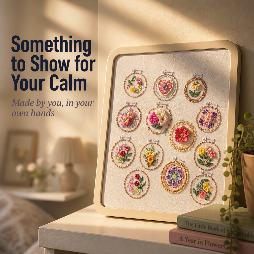 FloraMuse™ — Stitch 12 Mini Florals and Learn 50 Calming Stitches at Home