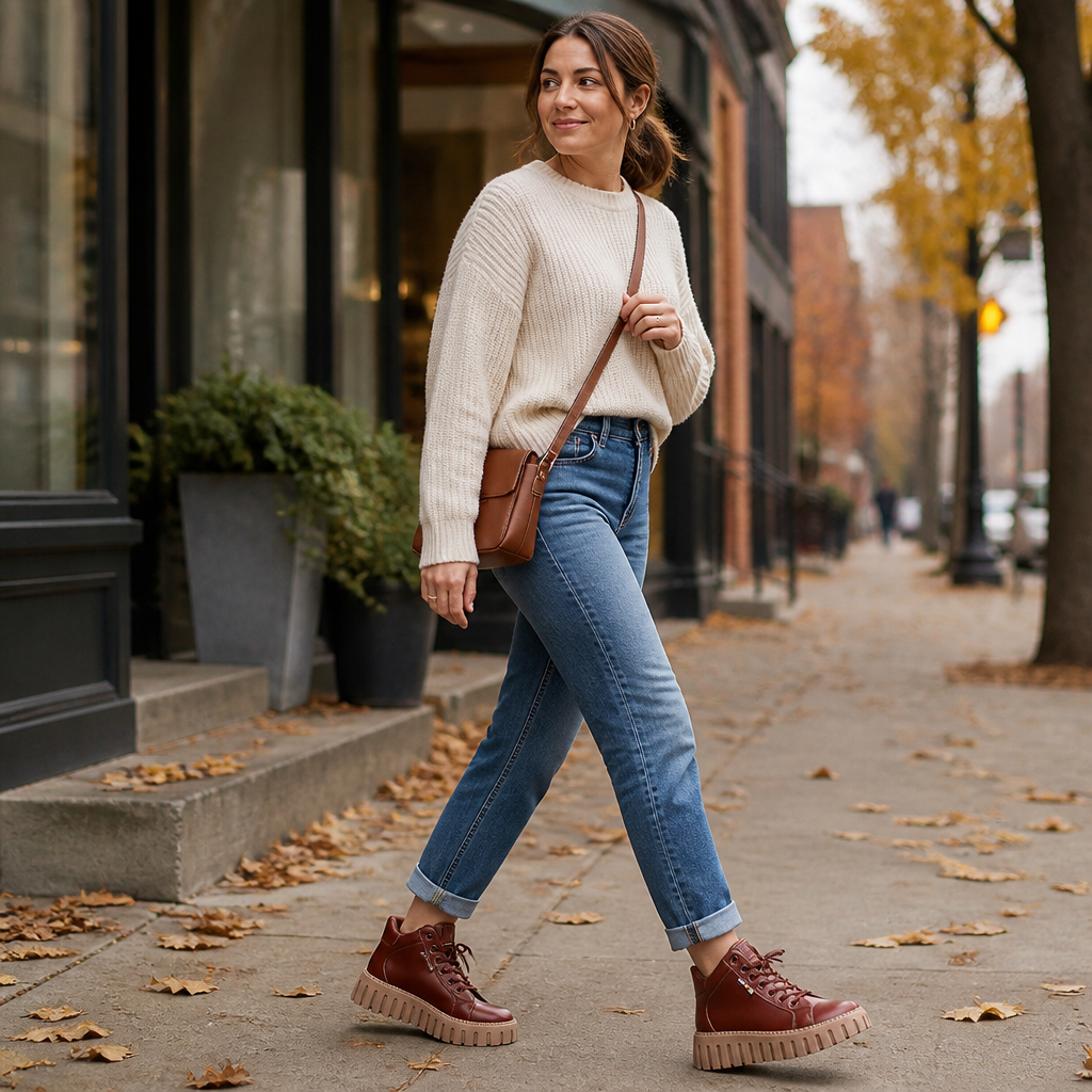 VeroStride™ – Cushioned Platform Lace-Up Ankle Boots with Non-Slip Grip Sole