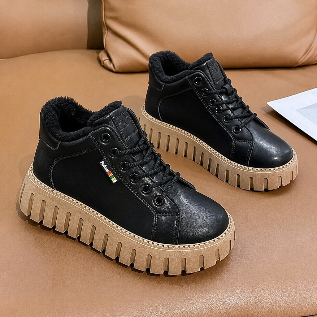 VeroStride™ – Cushioned Platform Lace-Up Ankle Boots with Non-Slip Grip Sole