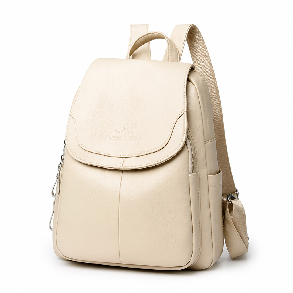 Anti-Theft Genuine Embossed Leather Backpack