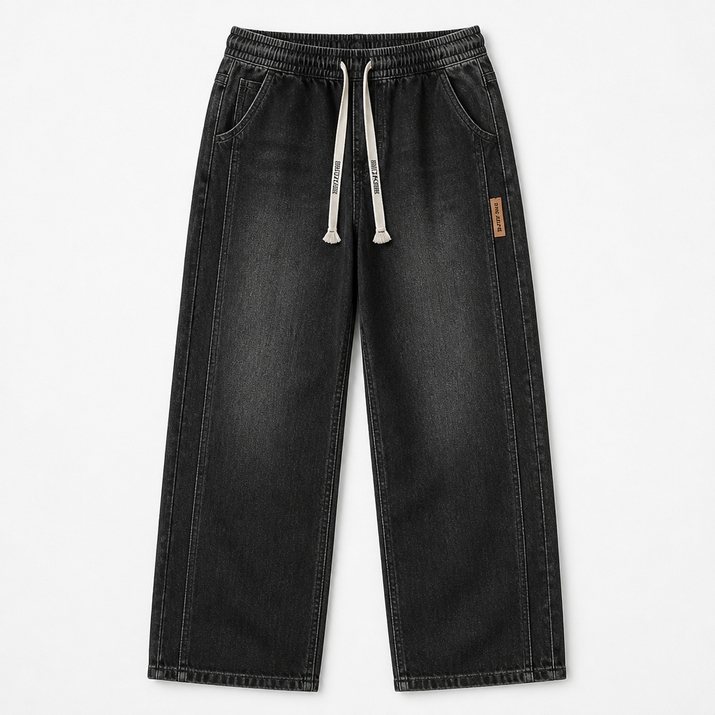 BrezeLane™ – Airy Drawstring Relaxed Straight Summer Jeans