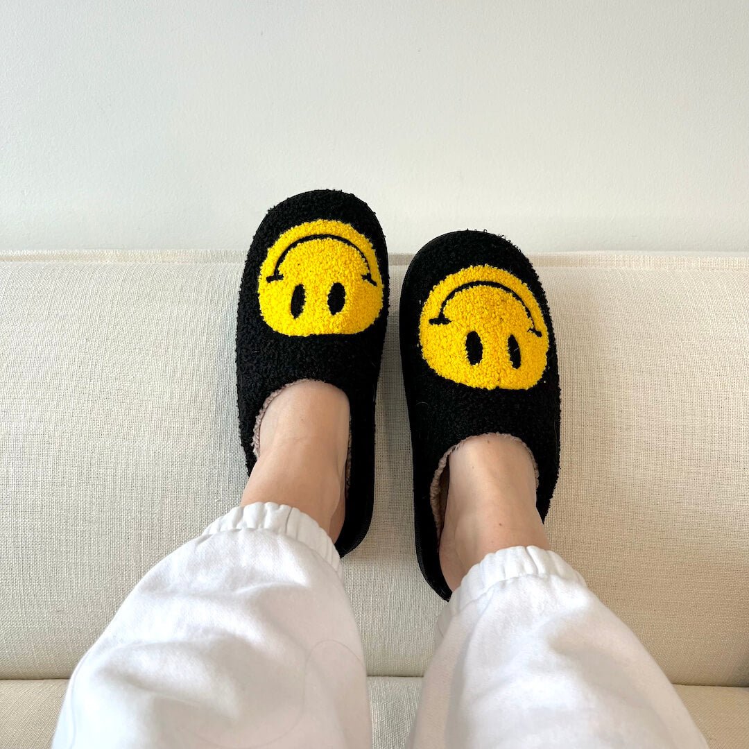 Cozy Smiley-Embellished Slippers