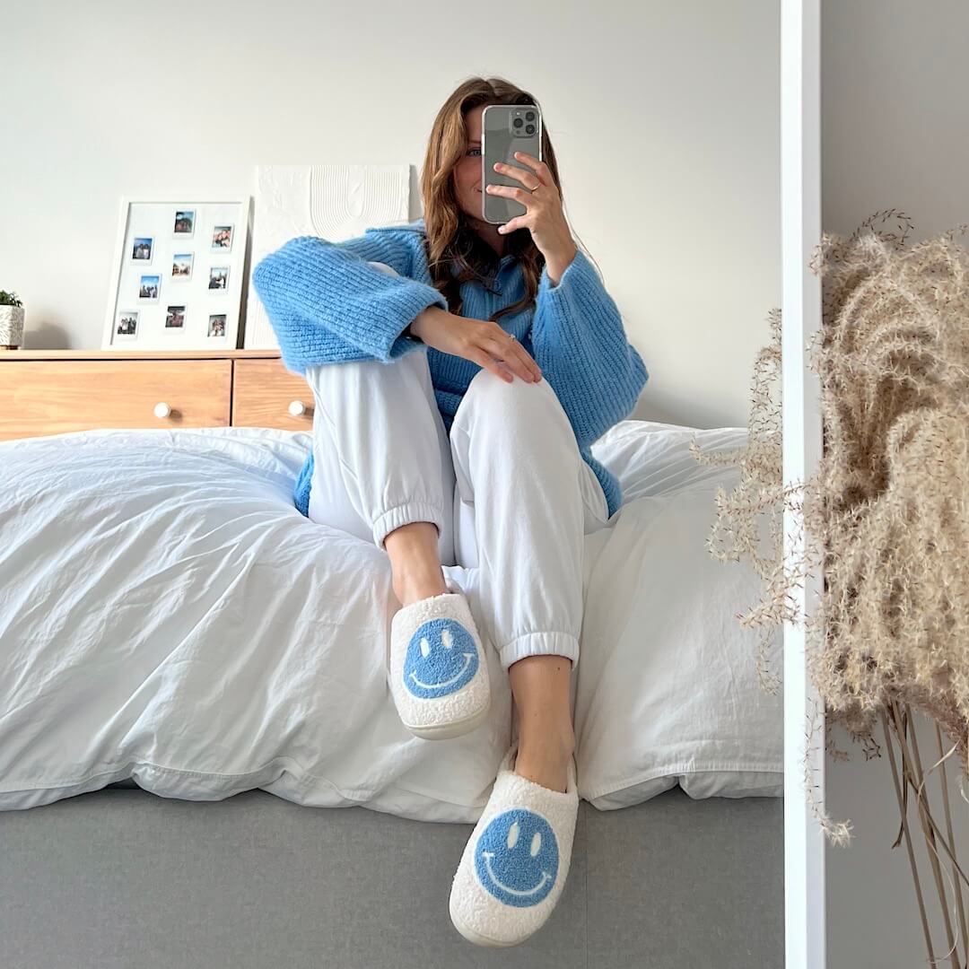 Cozy Smiley-Embellished Slippers