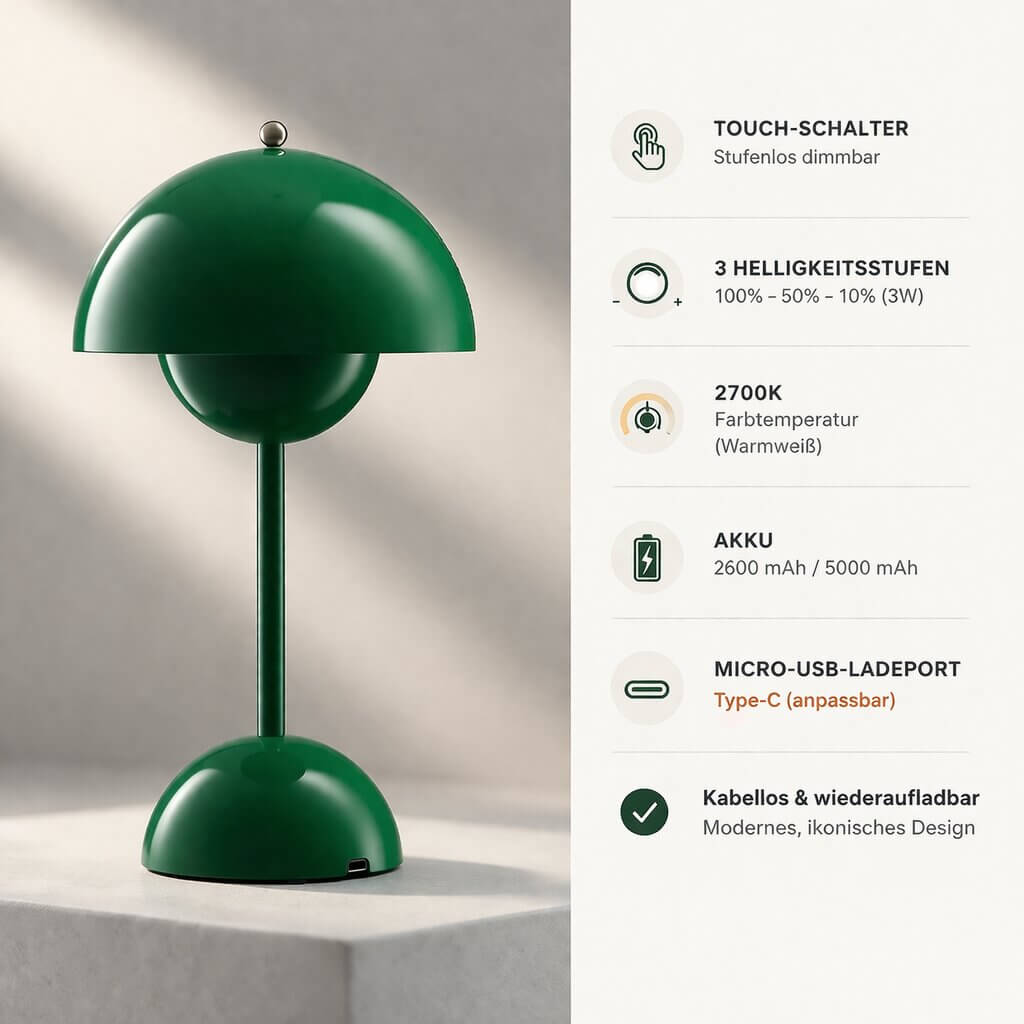 Elegant Wireless LED Table Lamp | Dimmable & Rechargeable