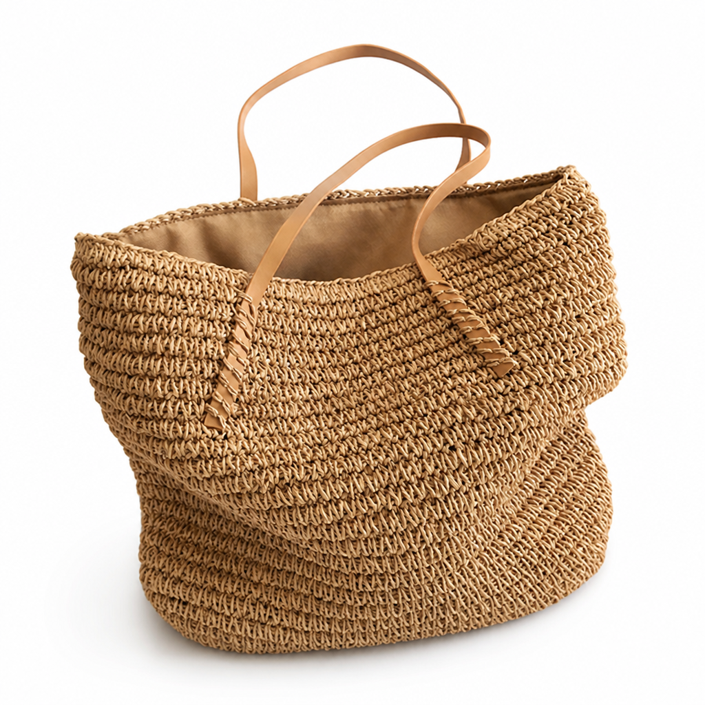 Spacious Woven Shoulder Handbag