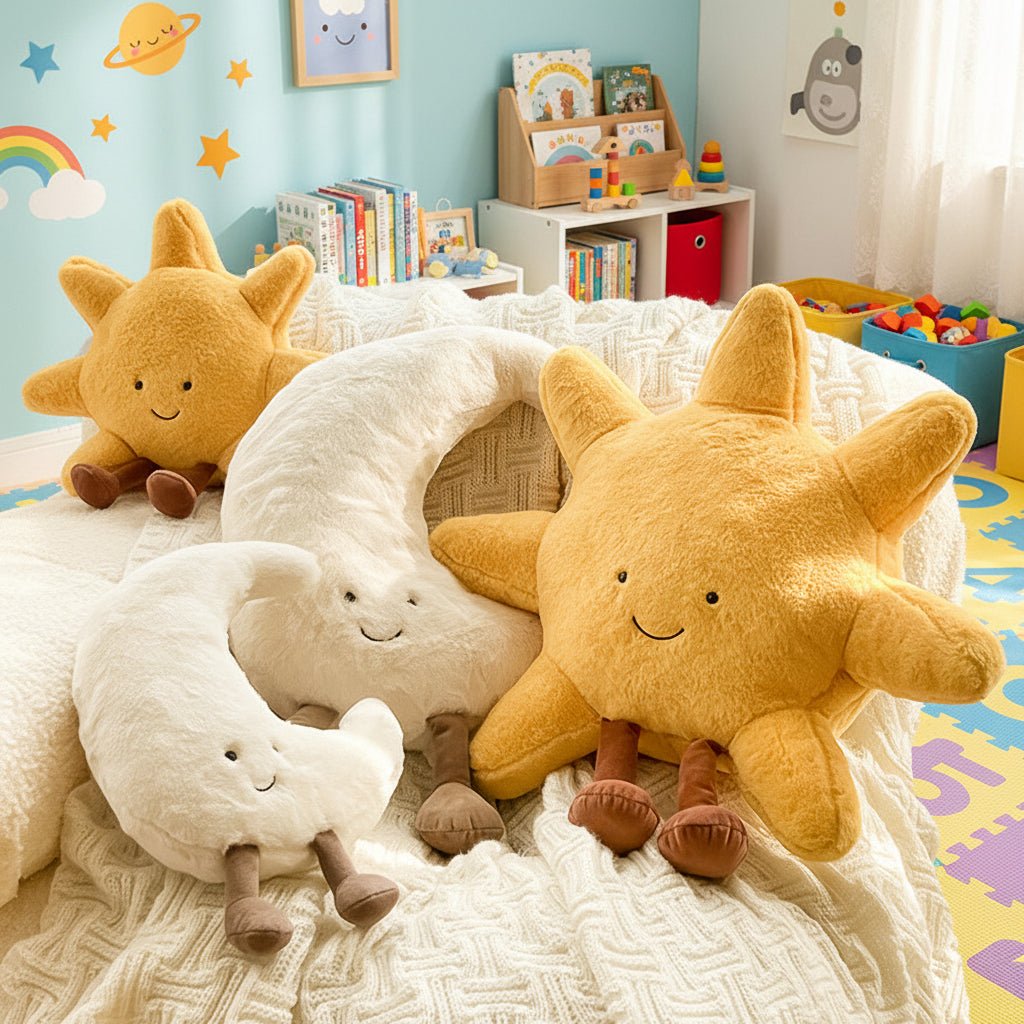 Sun and Moon Cuddle Pillow Featuring Adorable Expressions