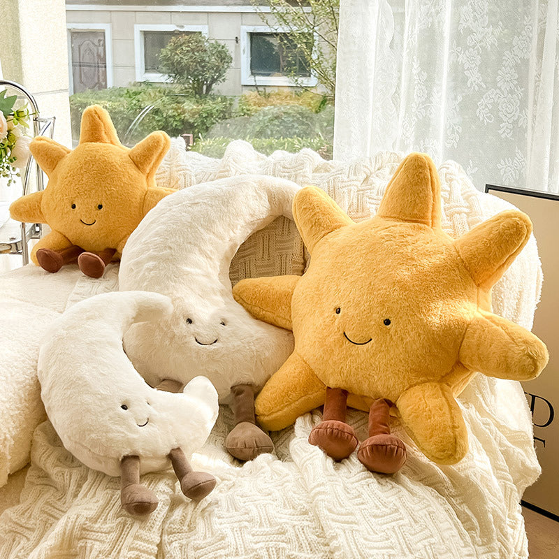 Soft Plush Cushion with Sun and Moon Design for Nursery and Bedroom
