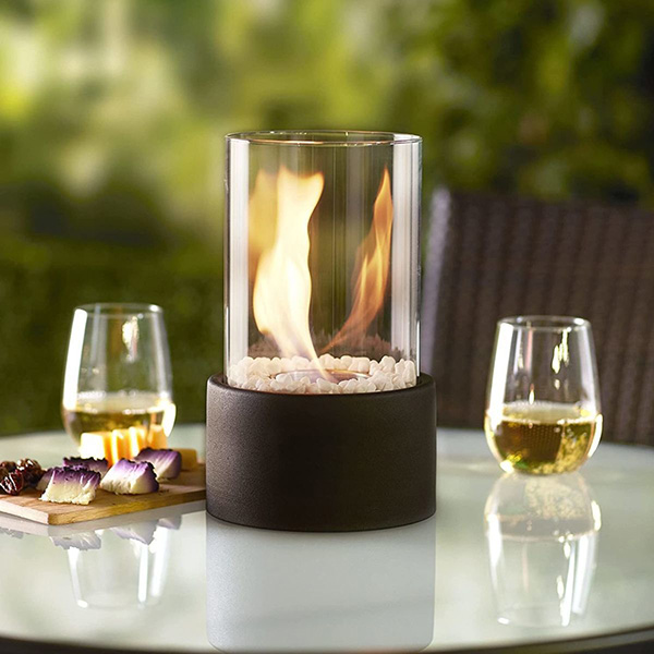 Compact Glass Tabletop Fireplace – Creates Cozy Ambiance for Indoors and Outdoors