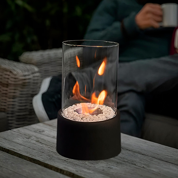 Compact Glass Tabletop Fireplace – Creates Cozy Ambiance for Indoors and Outdoors