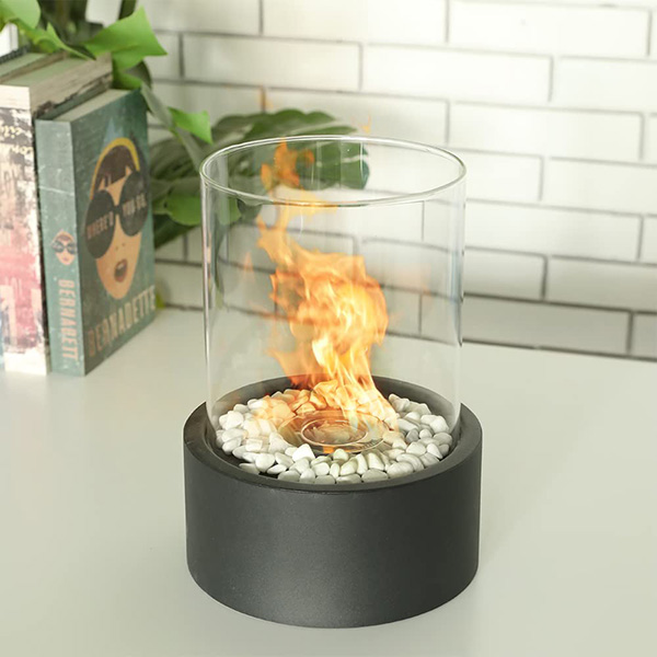 Compact Glass Tabletop Fireplace – Creates Cozy Ambiance for Indoors and Outdoors