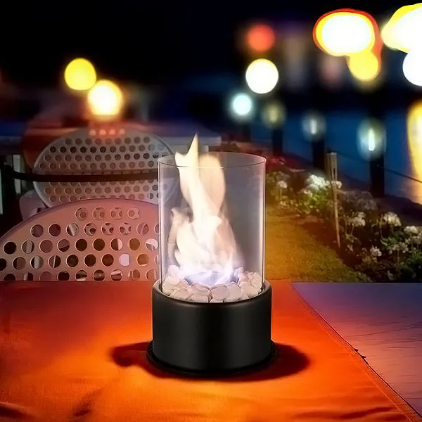 Compact Glass Tabletop Fireplace – Creates Cozy Ambiance for Indoors and Outdoors