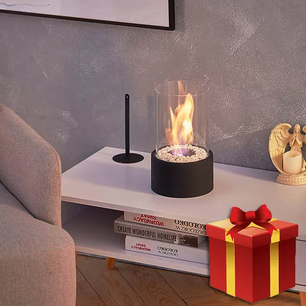 Compact Glass Tabletop Fireplace – Creates Cozy Ambiance for Indoors and Outdoors