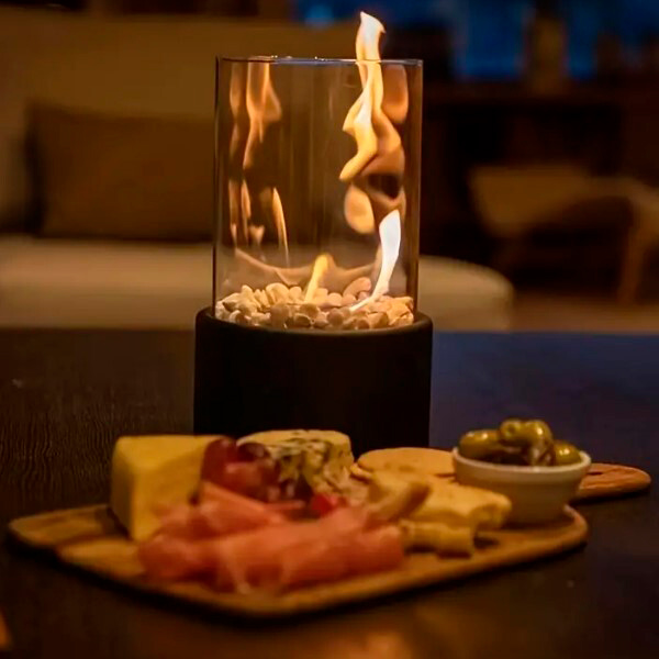 Compact Glass Tabletop Fireplace – Creates Cozy Ambiance for Indoors and Outdoors