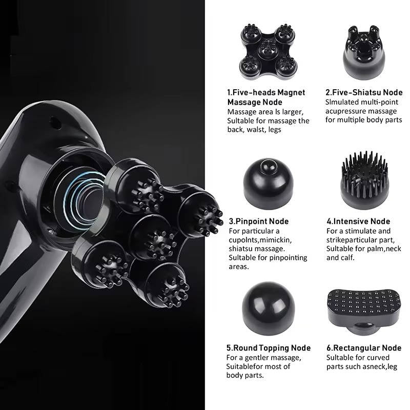 Corded Handheld Body Massager with 6 Attachments and Comfortable Grip
