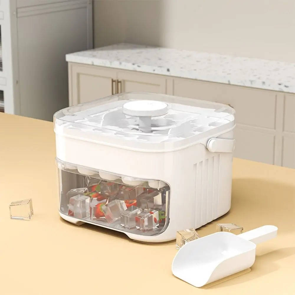 Double Layer Ice Tray for Freezer - 50 Cube Maker with Press Lid