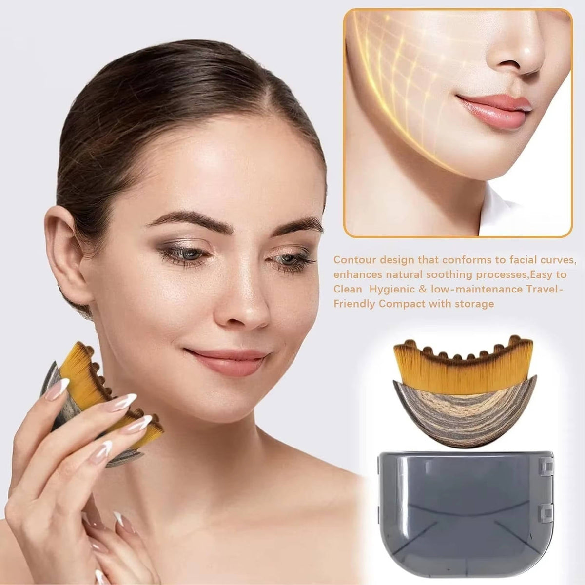 Soft Bristle Contour Brush for Facial Massage and Skin Care