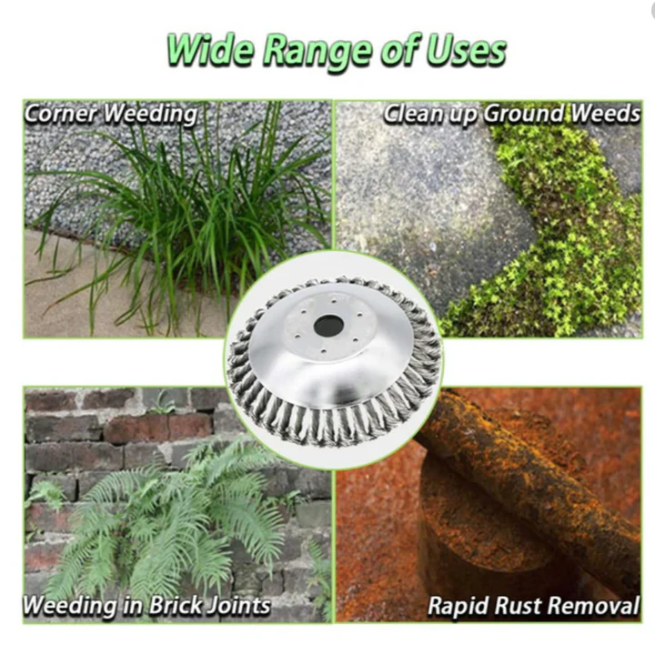 Weed Brush Trimmer Head in Carbon Steel – Twisted Wire Tool for Patios, Driveways & Paving Joints