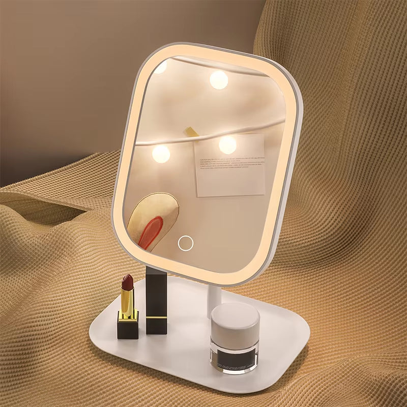 Wireless LED Makeup Mirror – Dimmable with Touch Control and 3 Light Colors