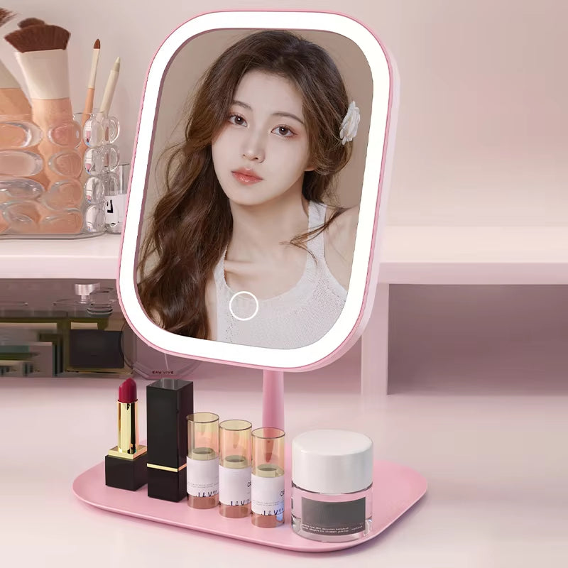Wireless LED Makeup Mirror – Dimmable with Touch Control and 3 Light Colors