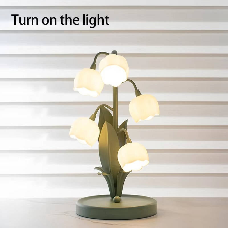 USB Powered Bonsai Table Lamp with Artificial Rose and 3 Lighting Options
