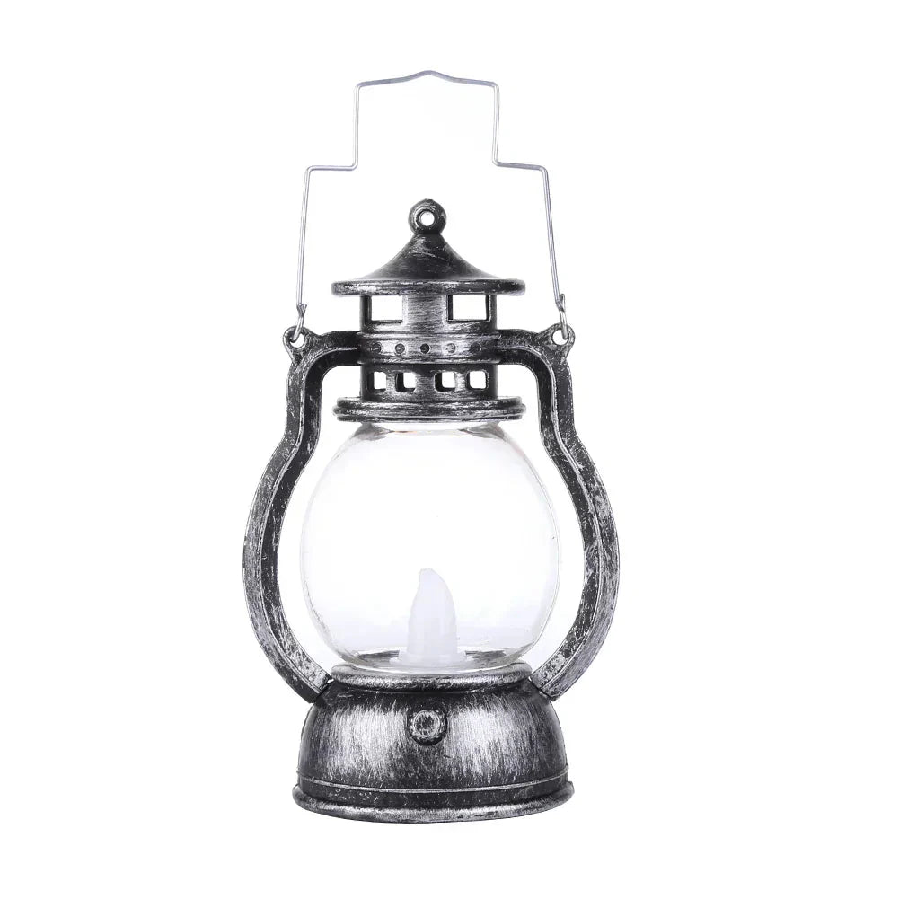 Vintage-Style Solar Lantern Featuring Flickering LED Illumination