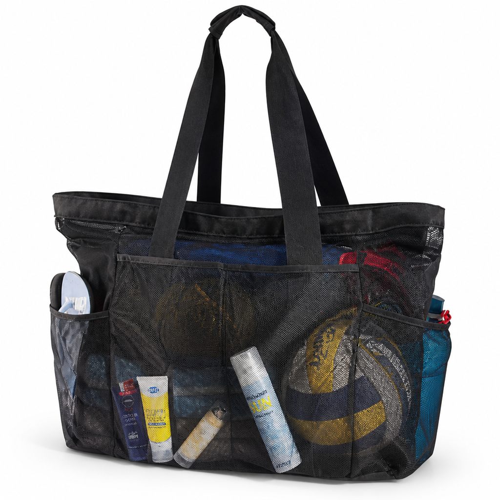 Extra-Large Sandproof Mesh Beach Tote (Water-Resistant Base)