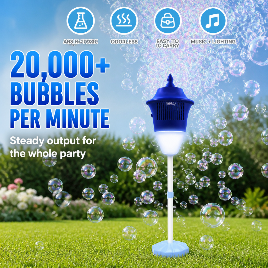 BubbleWhirl™ — Blast Every Party with 20,000 Bubbles, LED Lights & Tunes