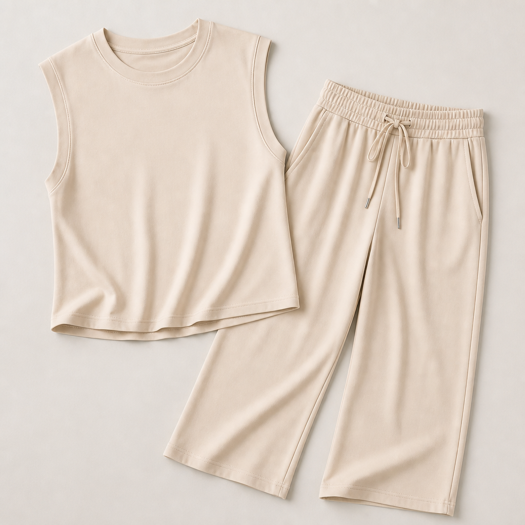 Aesthetic — coordinating set designed for an easy put-together look, not body change
