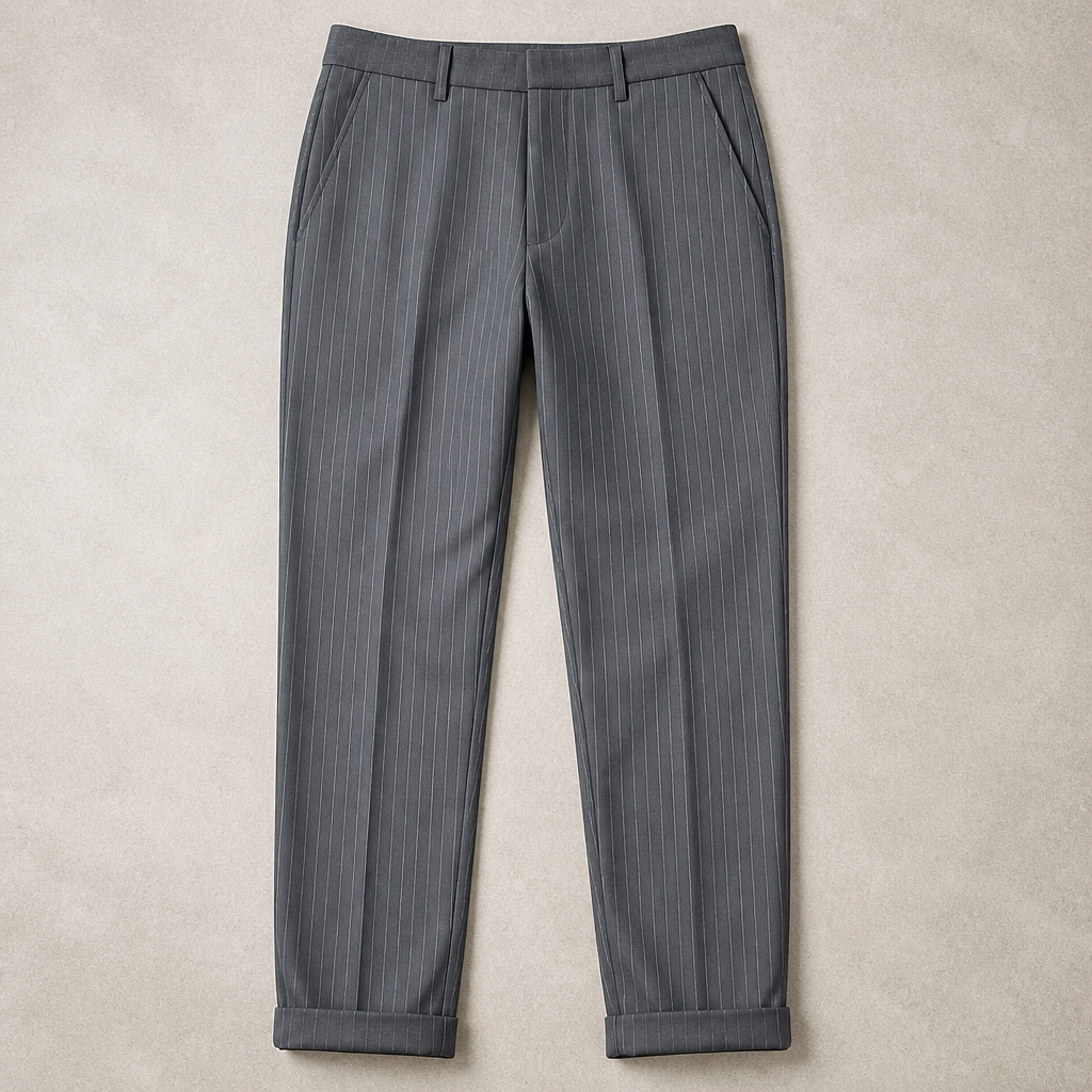 Virelia™ – Custom Pinstripe High-Rise Straight-Leg Trousers