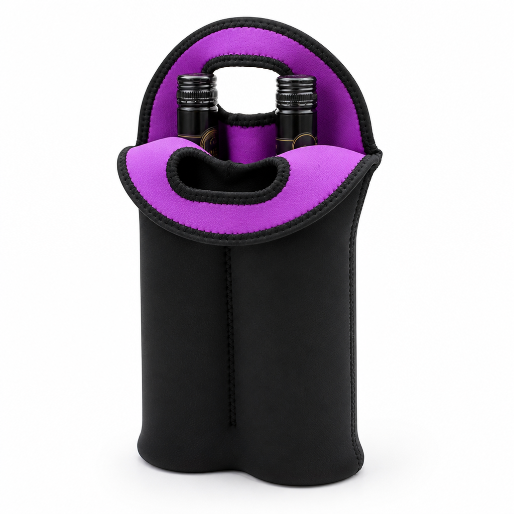 Insulated Neoprene Dual-Bottle Wine Carrier (Holds Two 750ml)