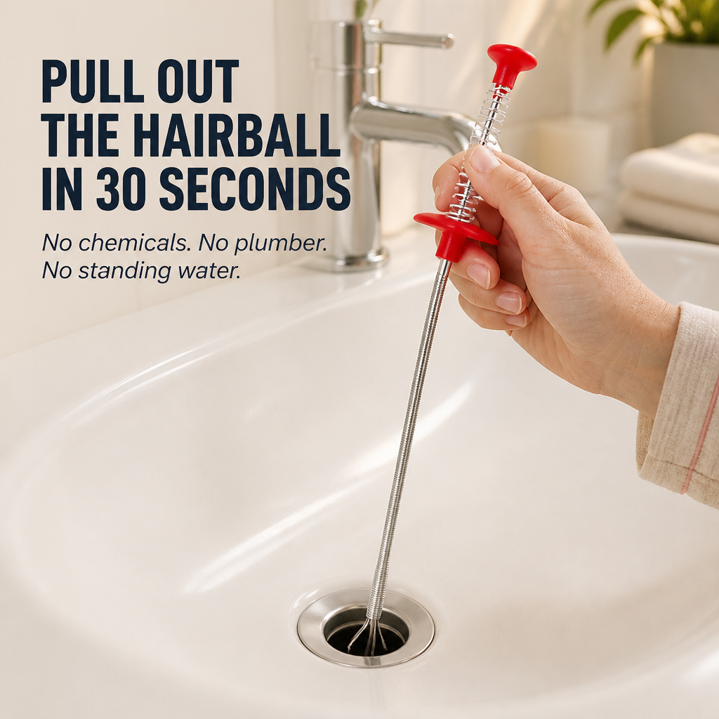 DrainMaster™ — Extract the Gnarliest Hair Clogs Without Calling a Plumber