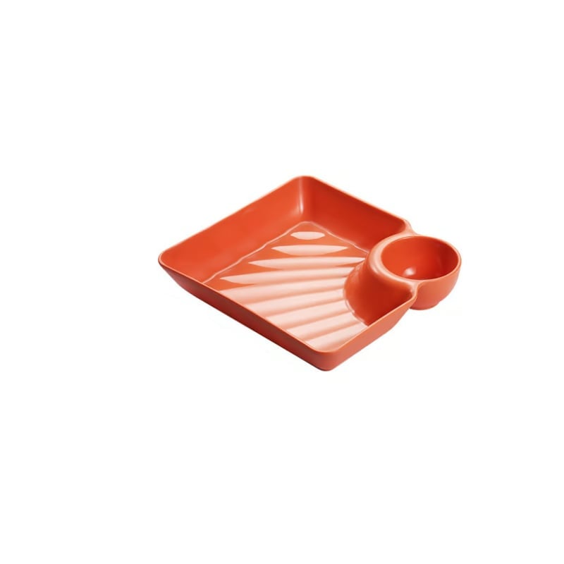 Stackable Snack and Dip Serving Plate with Sauce Bowl - 4 Colors