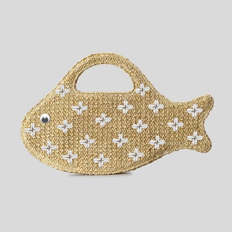 Raffia Clutch Bag in Fish Shape Design