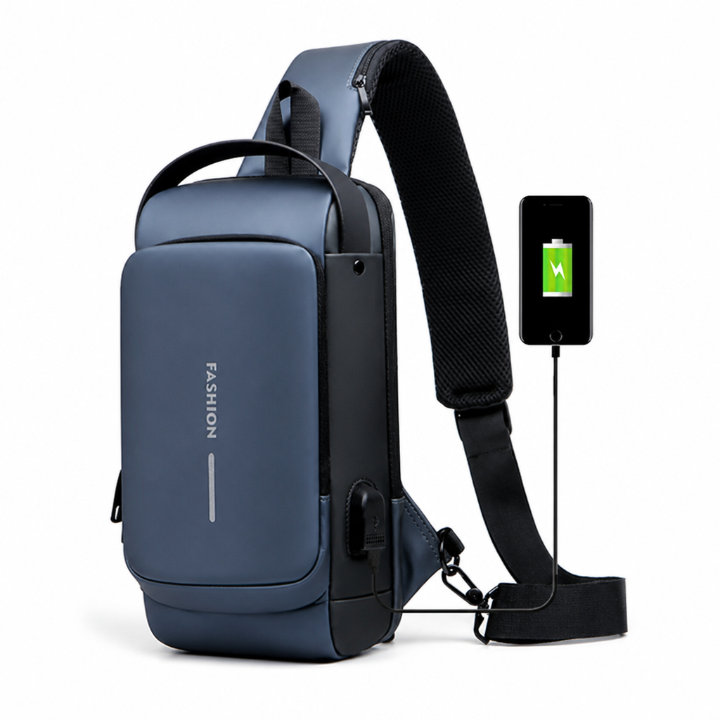 Anti-Theft Locking Sling Bag (USB Charging Port)